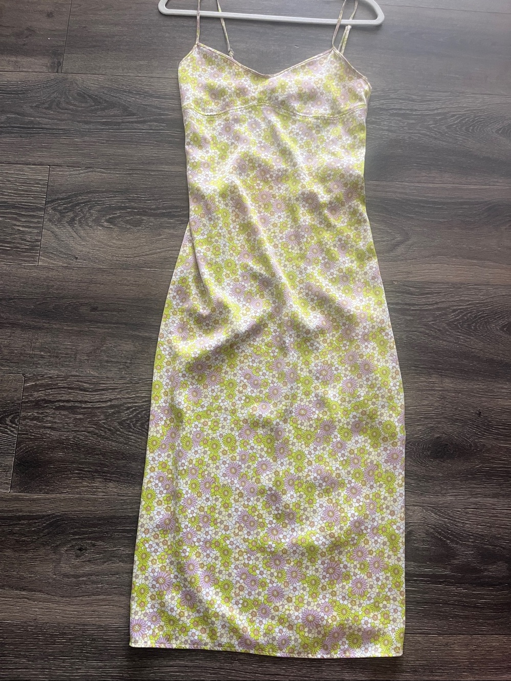 Floral ZARA Slip Midi Dress in Yellow and White